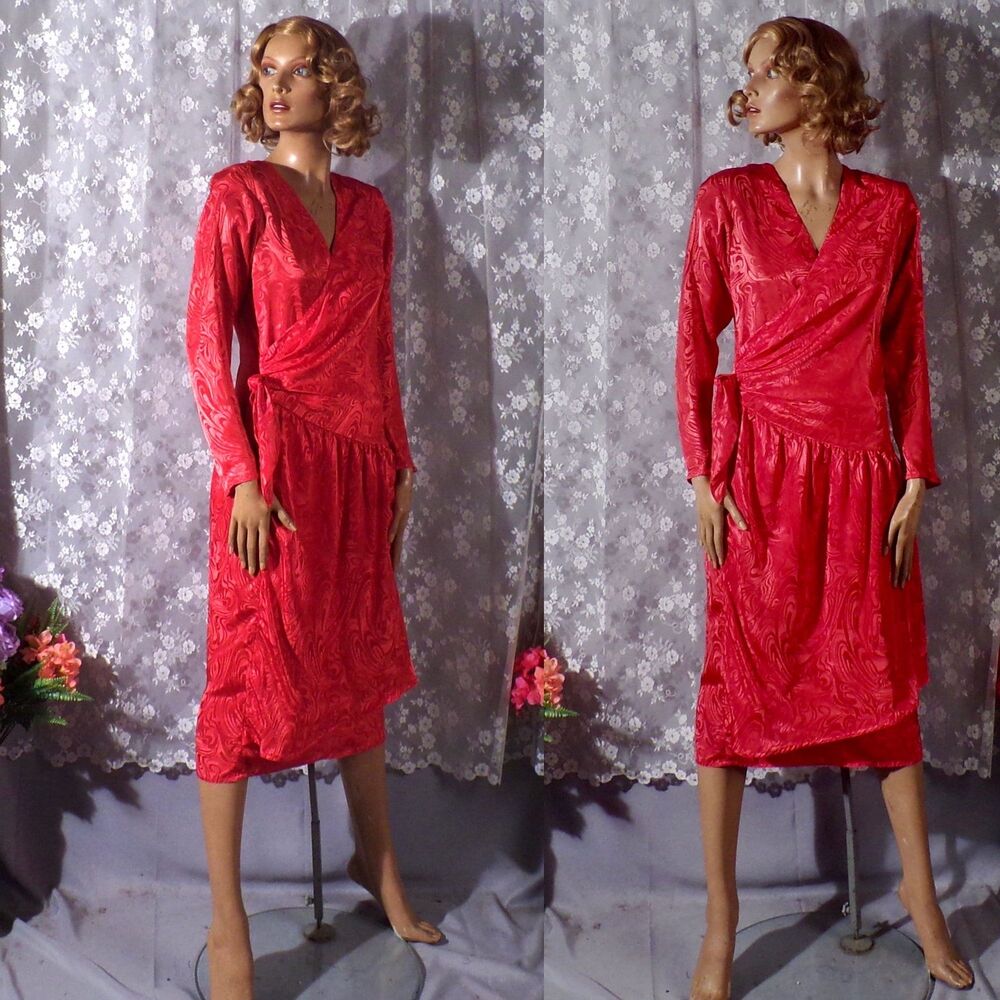Nilani Vintage 80s Red Cocktail Dress 1980s Glam Retro Evening Wear, Size Small